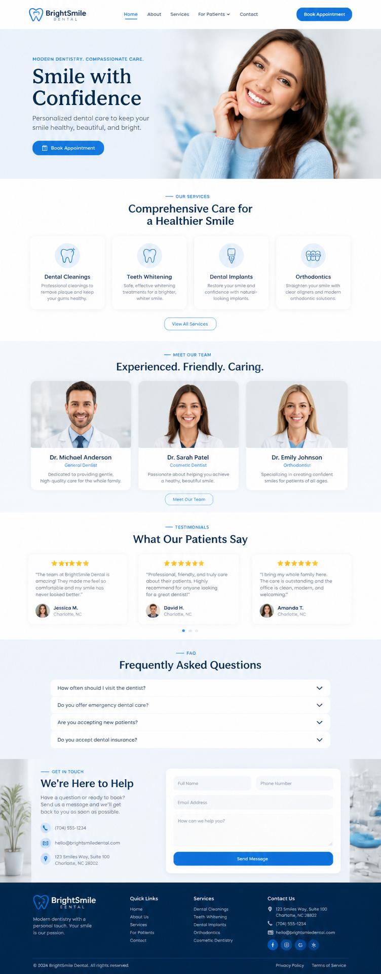 Dental practice mobile website preview